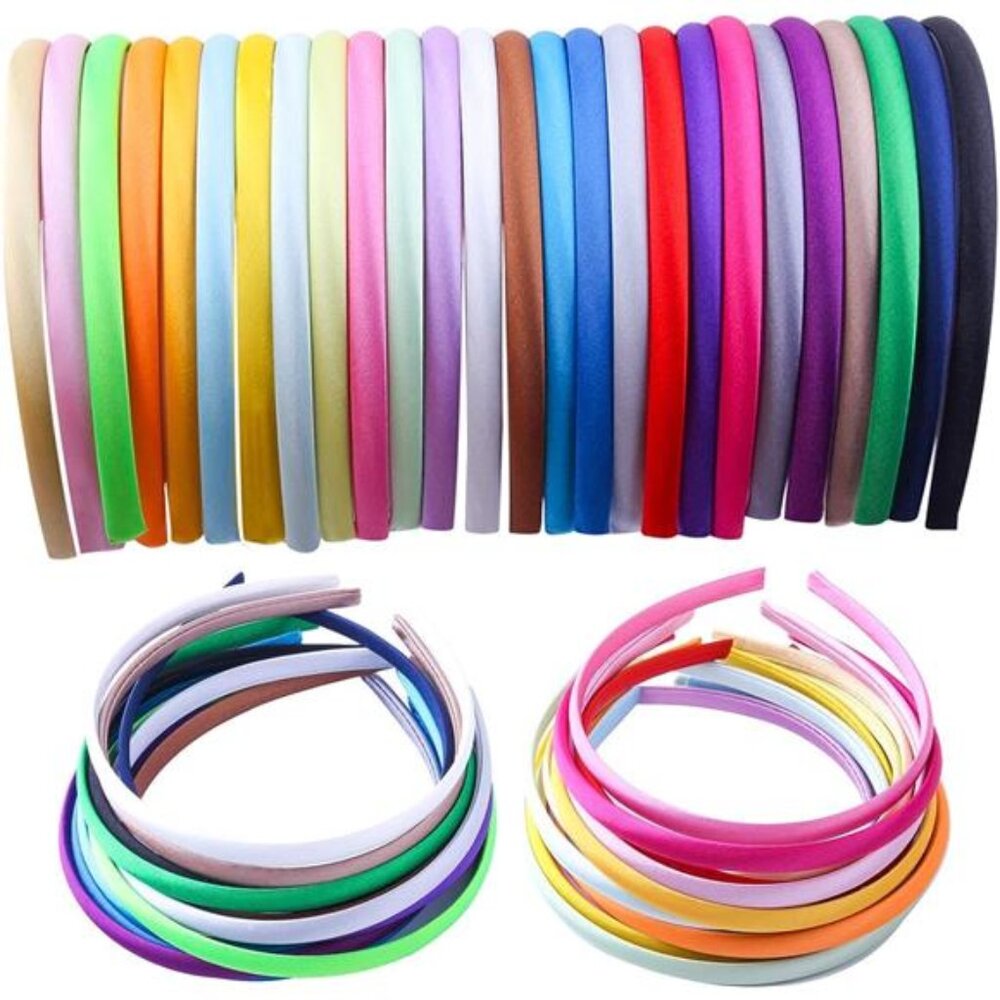 Girls Headbands DIY Satin Hairbands Craft Party Elastic Hair Accessories 26 Pack
